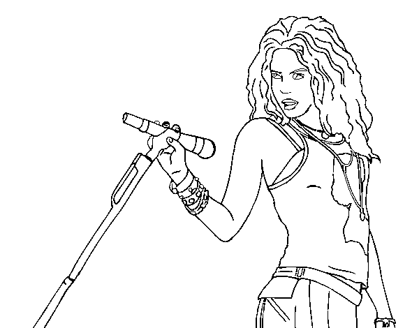 Desenho de Shakira em concerto para Colorir