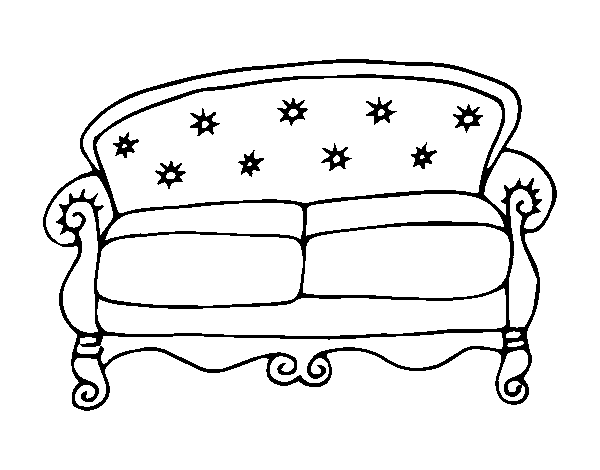 Desenho de Sofá Chesterfield para Colorir