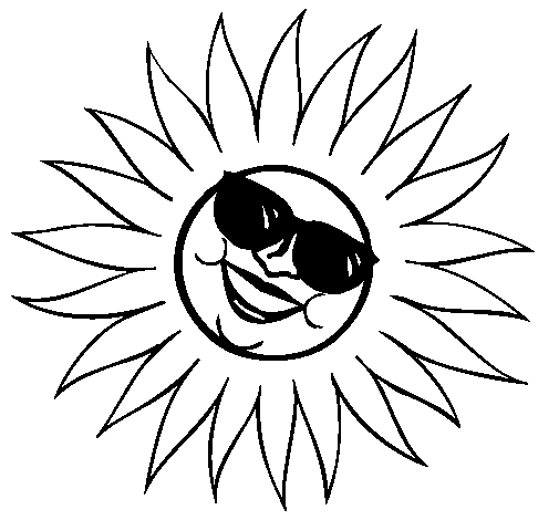 Desenho de Sol com óculos de sol para Colorir