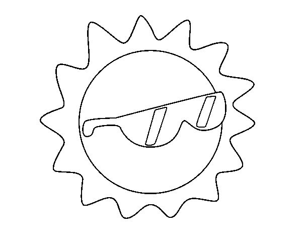 Desenho de Sol com óculos para Colorir