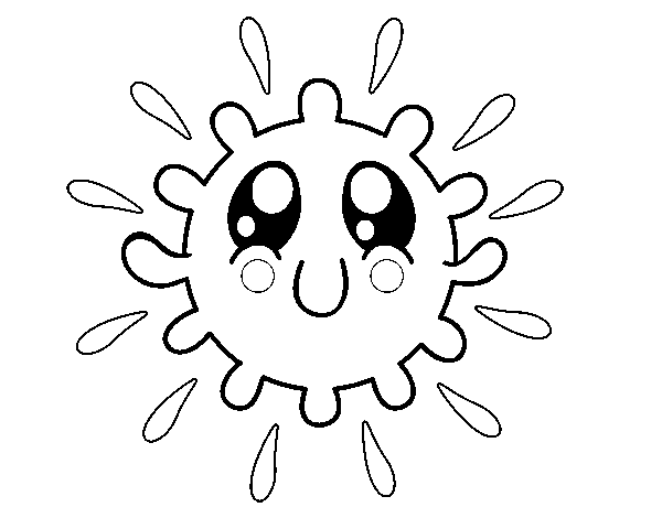Desenho de Sol Kawaii para Colorir