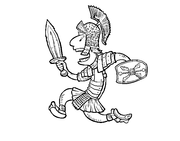 Desenho de Soldado romano atacante para Colorir