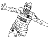 Dibujo de  Suárez comemorando um gol 