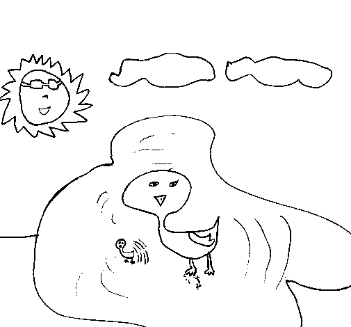 Desenho de Sunbathing Pato para Colorir