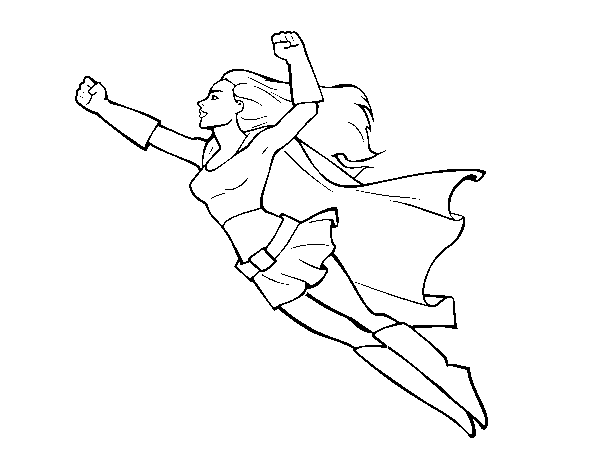 Desenho de Super girl voador para Colorir