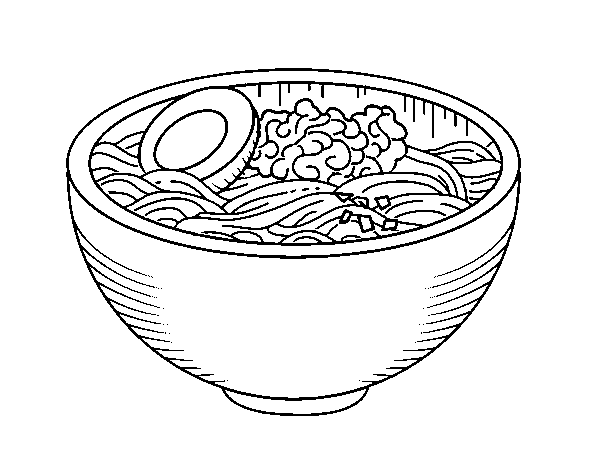 Desenho de Taça com ramen para Colorir
