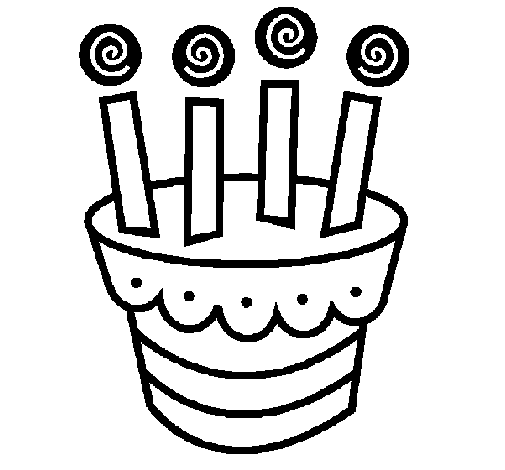 Desenho de Tarte com velas para Colorir