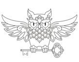 Desenho de Tatuagem de coruja com chave para colorear