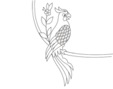Desenho de Tatuagem de papagaio para colorear