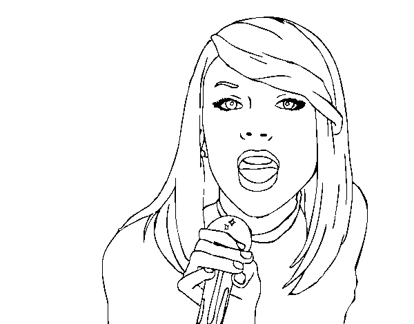 Desenho de Taylor Swift cantando para Colorir