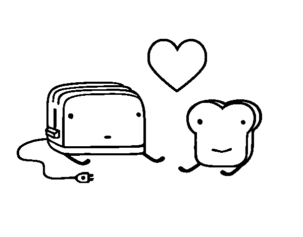 Desenho de Torradeira e tosta para Colorir