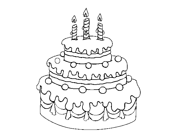 Desenho de Torta de Aniversário para Colorir