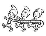 Desenho de  Três duendes de Natal para colorear