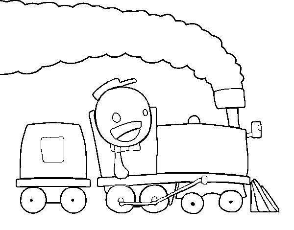 Desenho de Trem com maquinista para Colorir