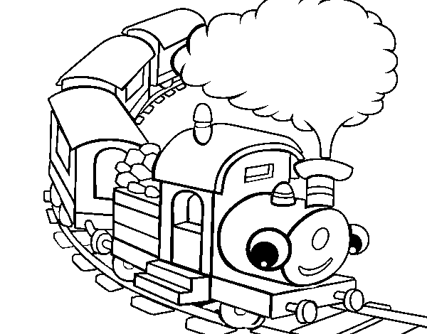 Desenho de Trem sorridente para Colorir