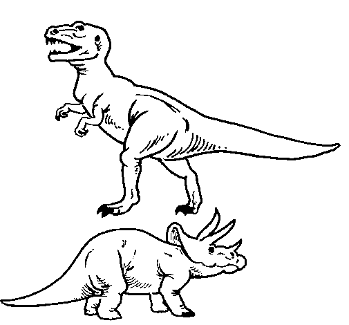 Desenho de Tricerátopo e tiranossauro rex para Colorir