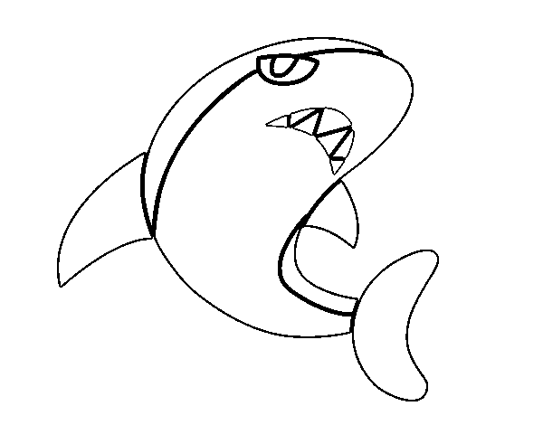 Desenho de Tubarão nadando para Colorir