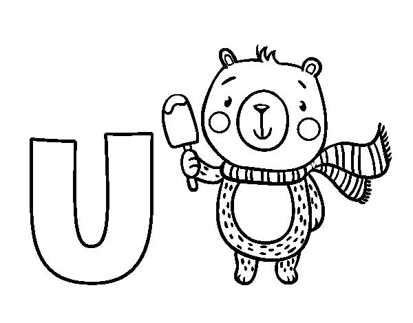 Desenho de U de Urso para Colorir