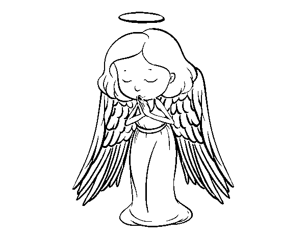 Desenho de Um anjo a orar para Colorir