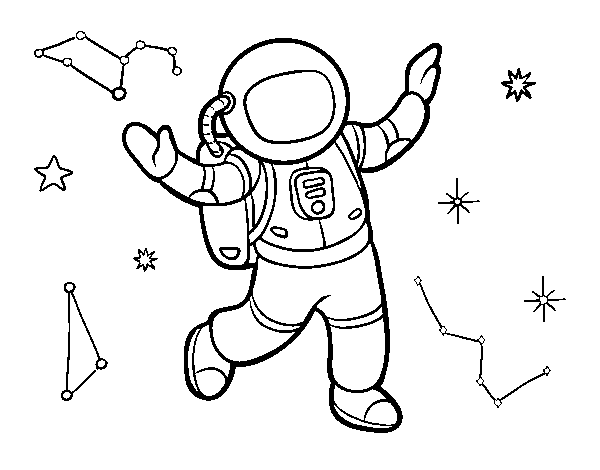 Desenho de Um astronauta no espaço da estrela para Colorir