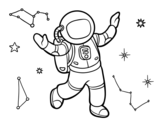 Desenho de Um astronauta no espaço da estrela para colorear