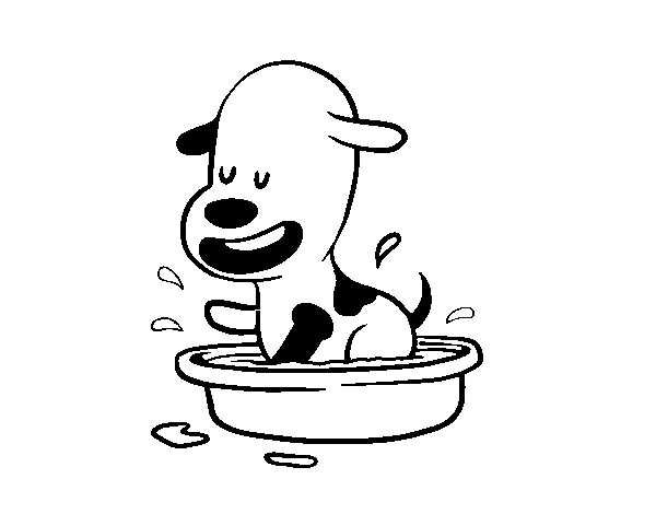 Desenho de Um cachorro na banheira para Colorir