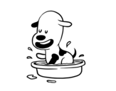 Dibujo de Um cachorro na banheira