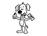 Desenho de Um cão com um osso para colorear