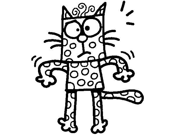 Desenho de Um gato com bolinhas para Colorir