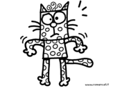 Desenho de Um gato com bolinhas para colorear