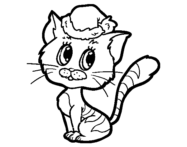 Desenho de Um gato do Natal para Colorir