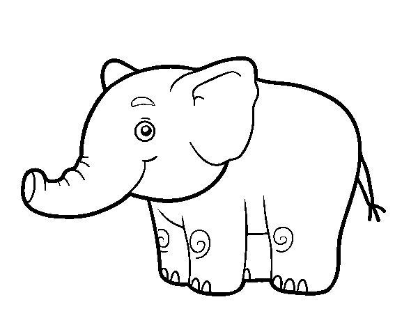 Desenho de Um pequeno elefante para Colorir