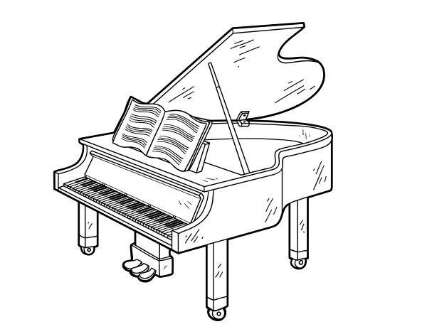 Desenho de Um piano de cauda aberto para Colorir