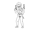 Desenho de Um policial femenino para colorear