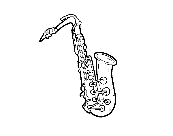Desenho de Um saxofone tenor para Colorir