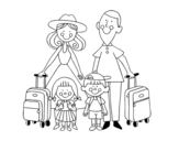 Desenho de Uma família de férias para colorear