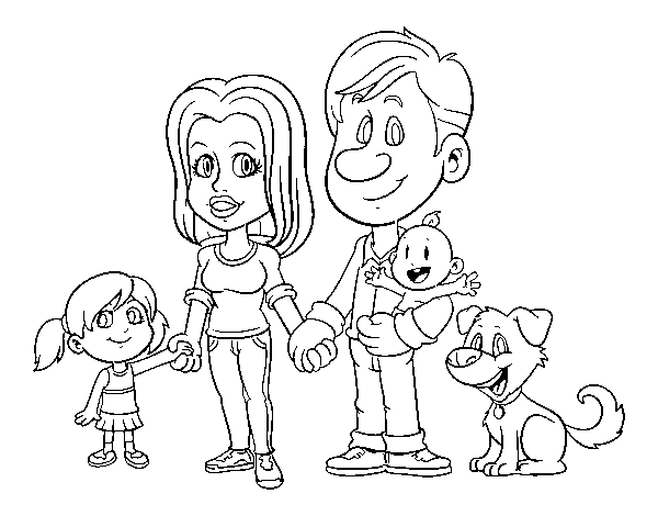Desenho de Uma família unida para Colorir