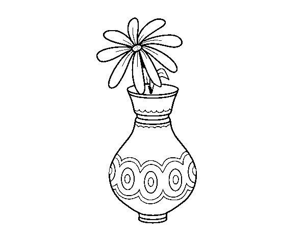 Desenho de Uma flor em um vaso para Colorir