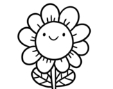 Desenho de Uma flor sorridente para colorear