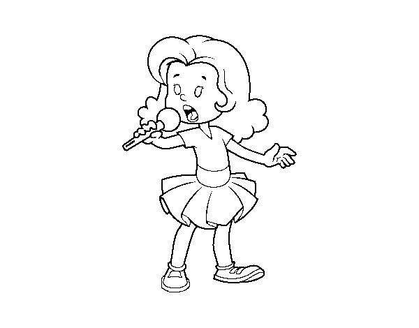Desenho de Uma menina cantando para Colorir