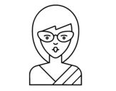 Desenho de Uma menina com óculos para colorear
