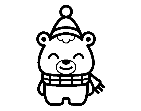 Desenho de Ursinho natalicio para Colorir