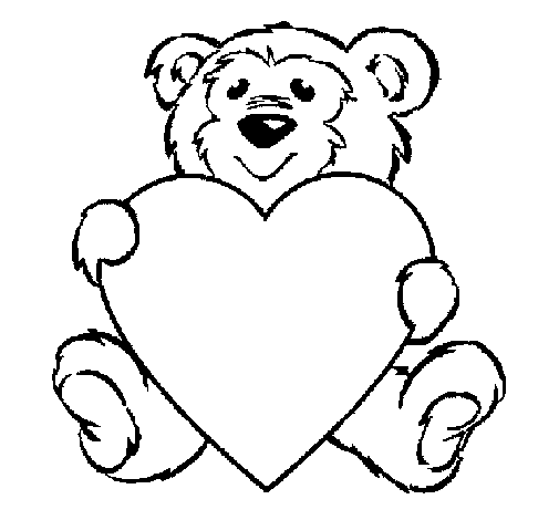 Desenho de Urso apaixonado para Colorir