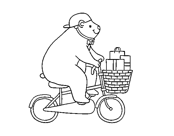 Desenho de Urso ciclista para Colorir