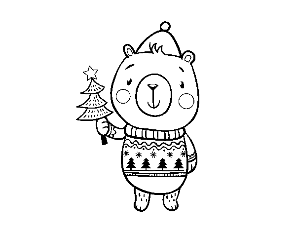 Desenho de Urso natalicio para Colorir