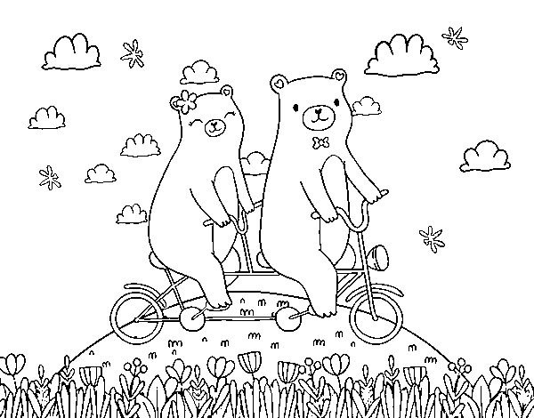 Desenho de Ursos do amor para Colorir