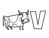 Desenho de V de Vaca para colorear