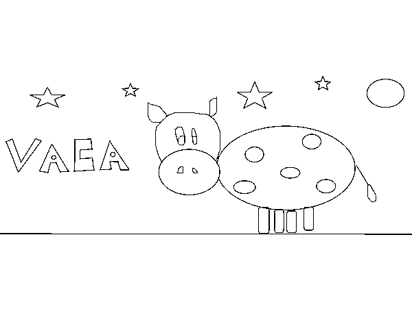 Desenho de Vaca e estrelas para Colorir