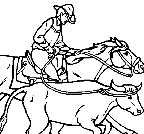 Desenho de Vaqueiro e vaca para Colorir