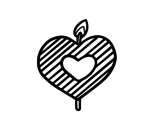 Desenho de Vela em forma de coração para colorear